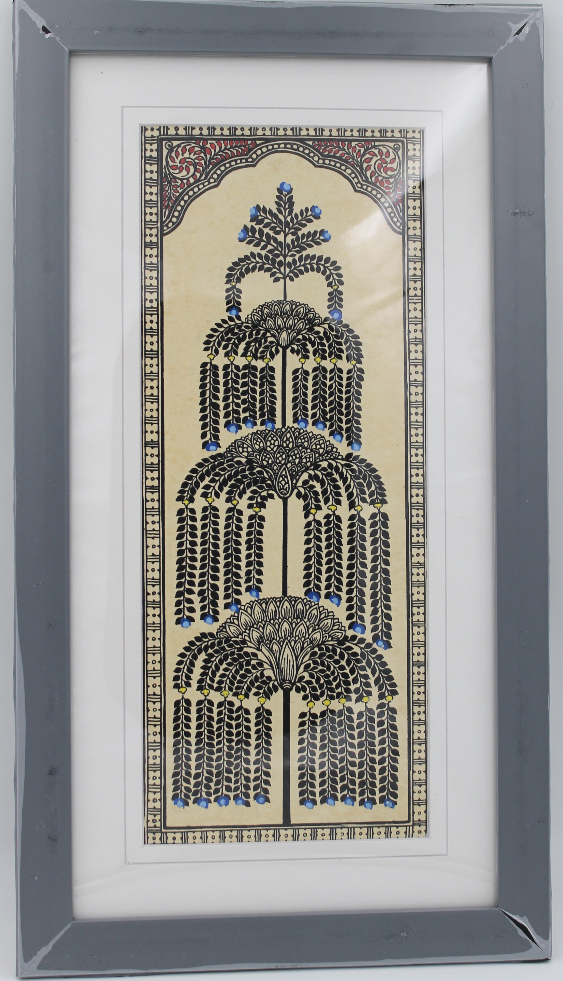 Framed Pattachitra Paintings – Tree of Life painted on Tussar silk with a minimalistic design | Handmade and Timeless